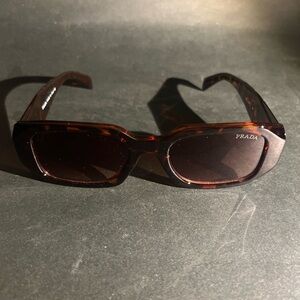 Prada Honey Tortoise Dark Brown Rectangular Sunglasses